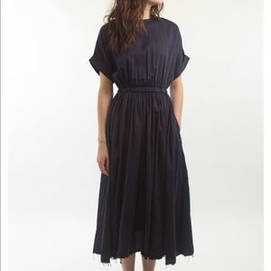 Black crane pleated dress